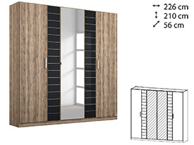 Rauch Terano Wardrobe - 6 Door, 2 Mirror Doors, 2 Glass Doors (with cornice) - ART0T5N