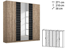 Rauch Terano Wardrobe - 6 Door, 2 Mirror Doors, 2 Glass Doors (with cornice) - ART0T5P