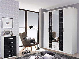 Rauch Terano Wardrobe - 5 Door, 1 Mirror Door, 2 Glass Doors, 2 Drawers (with cornice) - ART0T5R