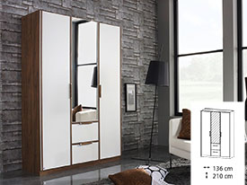Rauch Essensa (210cm High) 3 Door Combi Robe 1 Mirror Door + 2 Glass Doors + 2 drawers  (17K7)