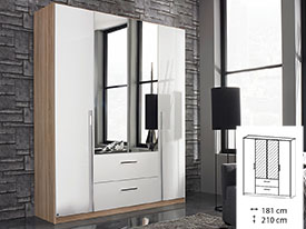 Rauch Essensa (210cm High) 4 Door Combi Robe 2 Mirror Doors + 2 Glass Doors + 2 Drawers 57K8